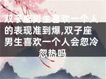 双子座男生喜欢一个人的表现准到爆,双子座男生喜欢一个人会忽冷忽热吗