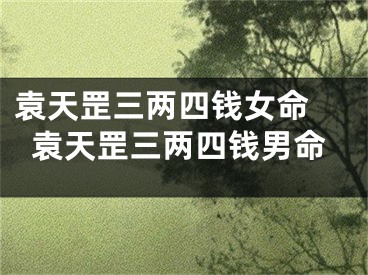 袁天罡三两四钱女命 袁天罡三两四钱男命