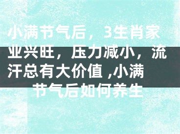 小满节气后，3生肖家业兴旺，压力减小，流汗总有大价值 ,小满节气后如何养生