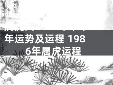 属虎人2023年下半年运势及运程 1986年属虎运程